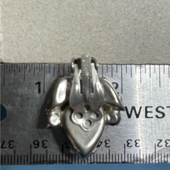 Garne Vintage Clip On Earrings AB & Blue Rhinestone with  Satin Glass gorgeous - Picture 7 of 8